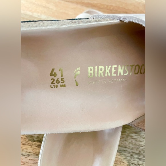 NEW Birkenstock Madrid Big Buckle Leather Size 41 In New Beige Gold - Picture 6 of 11